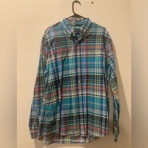 Ralph Lauren Blue and Green Plaid Men's Shirt